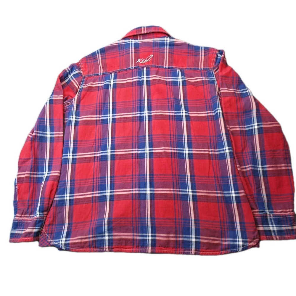 Kuhl Shirt Womens Large Red Blue Plaid Button Down Long Sleeve Cotton Outdoor - Picture 2 of 10